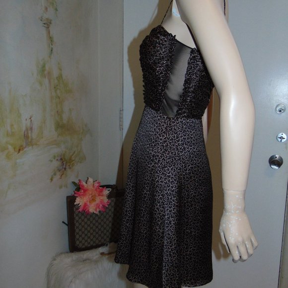 Jill Stuart Women's Black & Pink Hearts Spaghetti Strap Mesh Sheath Dress Sz S - Picture 5 of 9